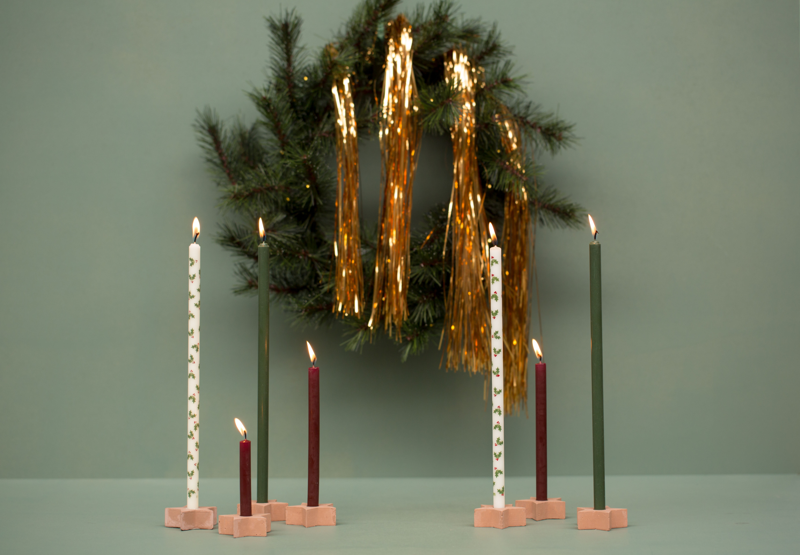 Potloodkaarsjes Holly Jolly - Afbeelding 2